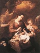 MURILLO, Bartolome Esteban Mary and Child with Angels Playing Music sg Norge oil painting reproduction